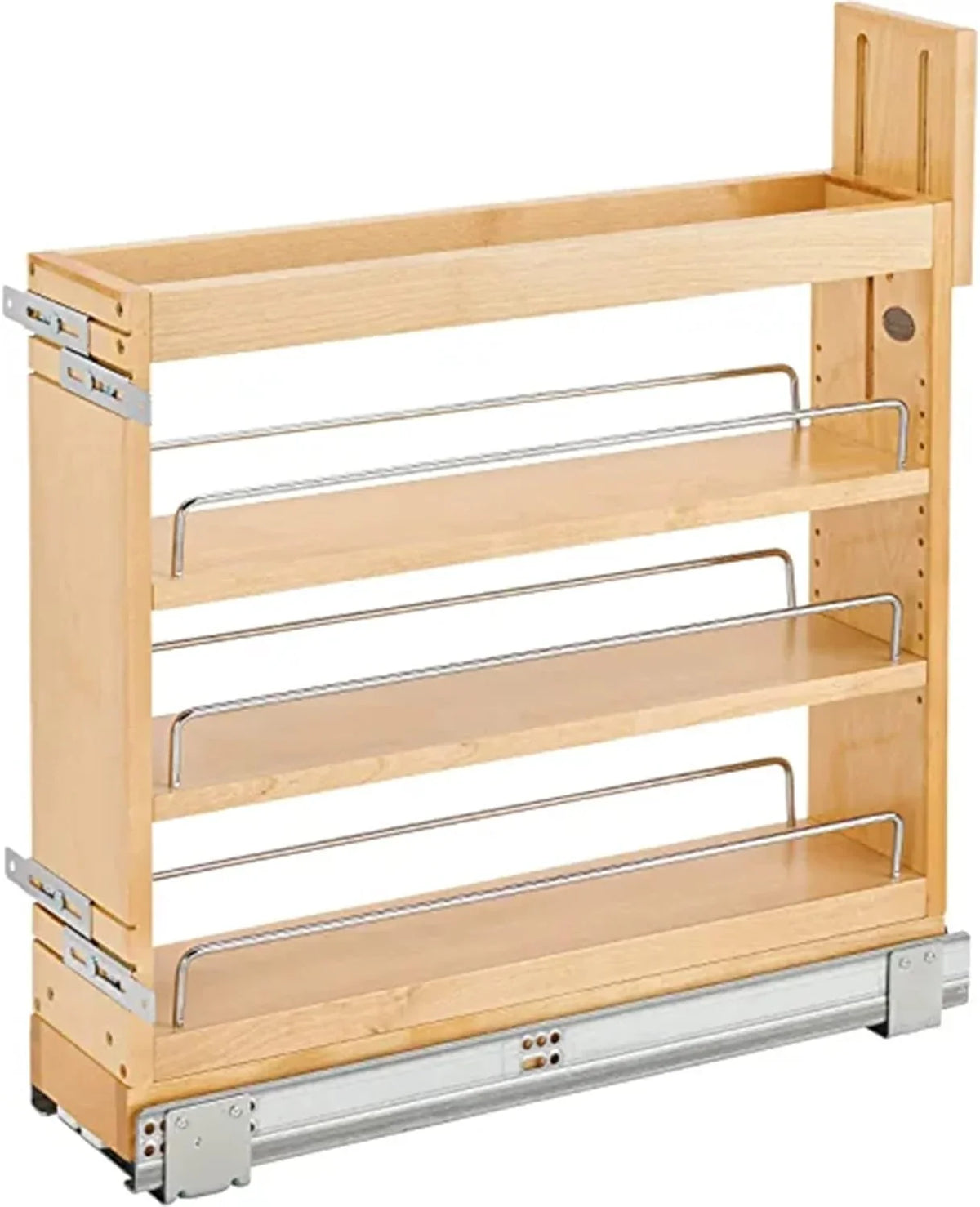 5-inch pull-out storage rack, suitable for bottom cabinets in kitchens/bathrooms, with a soft-closing slide rail for a spice rack/food storage rack, made of wood material