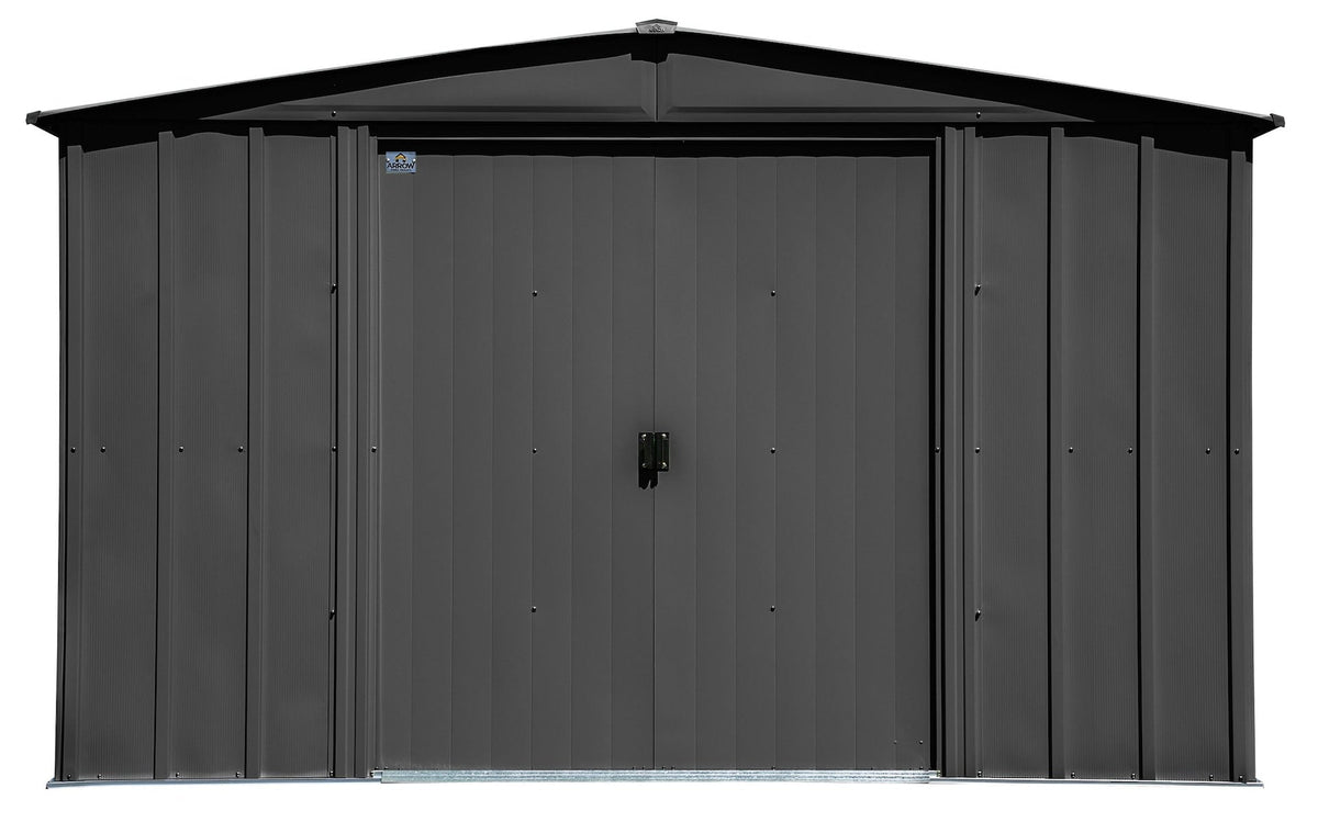 Classic Galvanized Steel Storage Shed, Charcoal, 10-ft x 12-ft