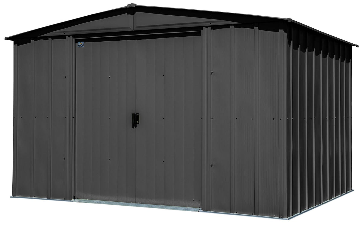 Classic Galvanized Steel Storage Shed, Charcoal, 10-ft x 8-ft