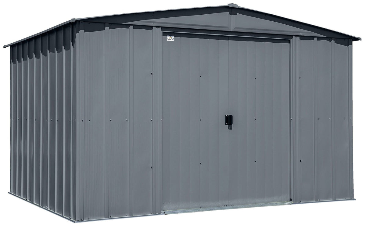 Classic Galvanized Steel Storage Shed, Charcoal, 10-ft x 8-ft