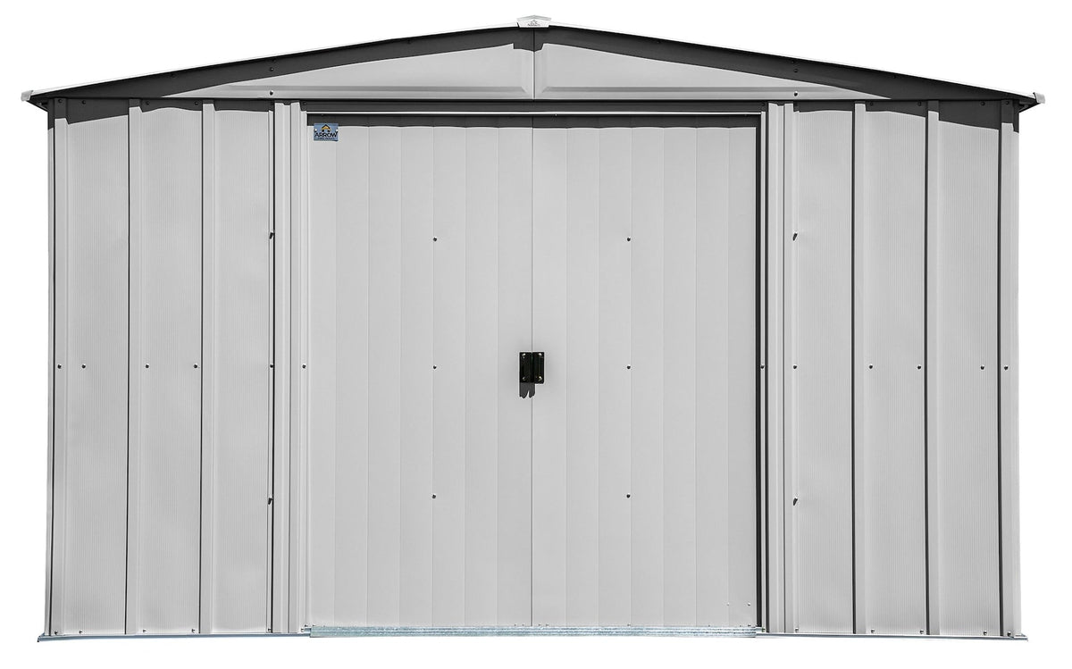 Classic Galvanized Steel Storage Shed, Flute Grey, 10-ft x 14-ft