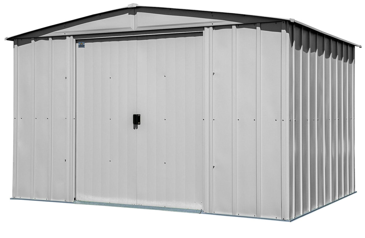 Classic Galvanized Steel Storage Shed, Flute Grey, 10-ft x 8-ft