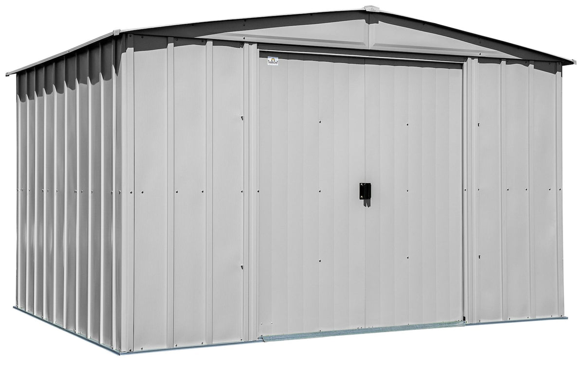 Classic Galvanized Steel Storage Shed, Flute Grey, 10-ft x 8-ft