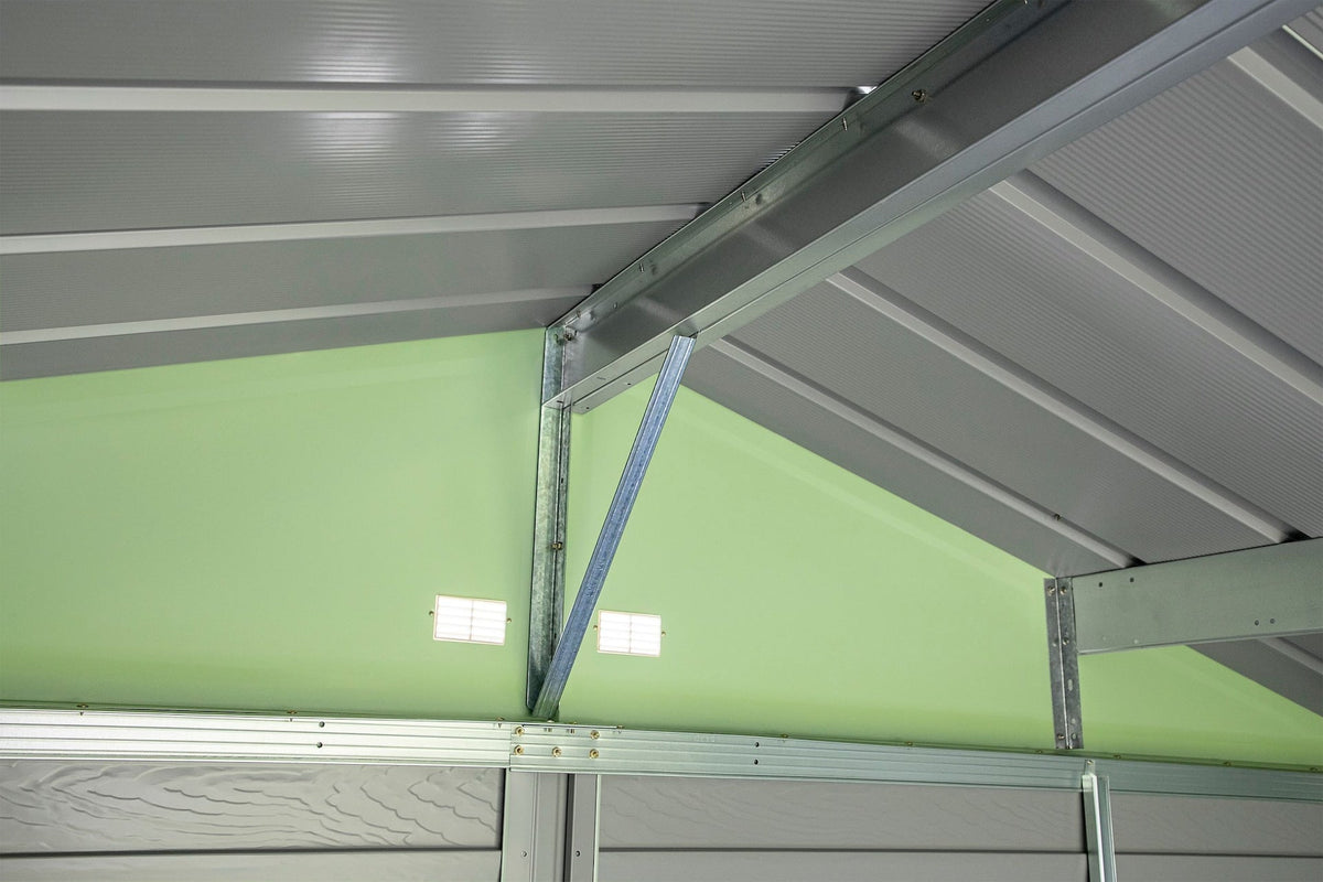 Select Galvanized Steel Storage Shed, Sage Green, 10-ft x 8-ft
