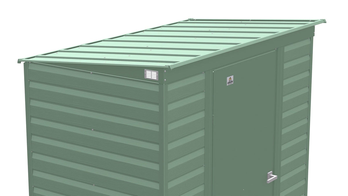 Select Galvanized Steel Storage Shed, Sage Green, 6-ft x 4-ft