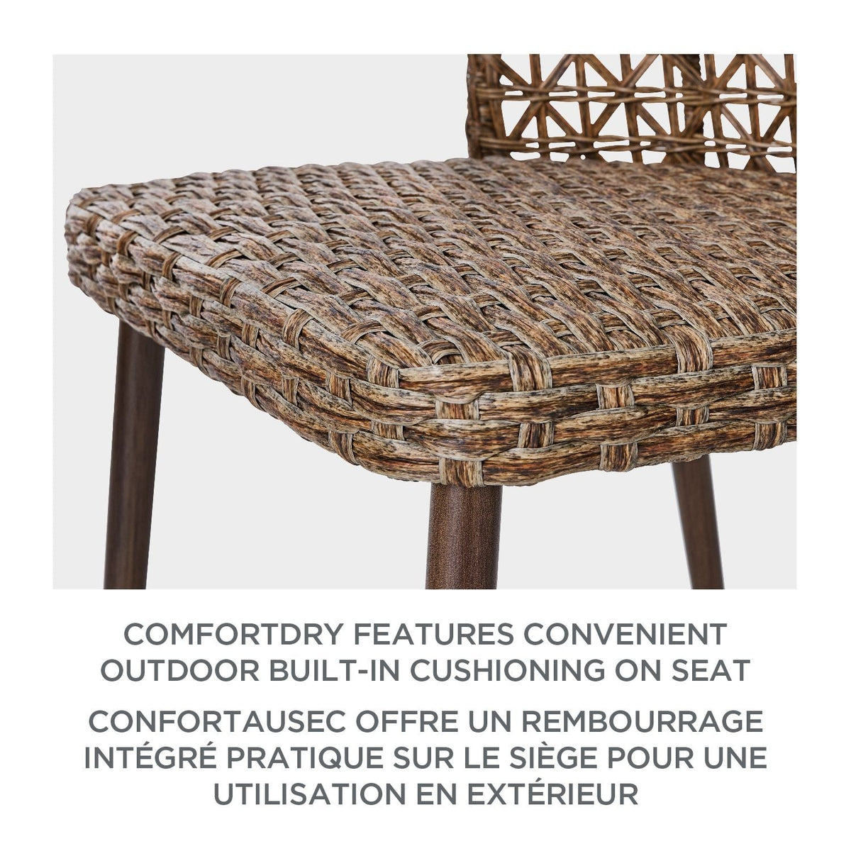 Grayling Wicker Outdoor Patio Chat Set with Padded Cushions, Brown, 3-pc