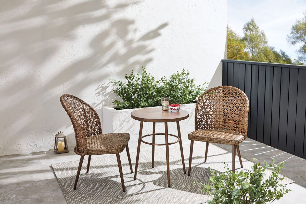 Grayling Wicker Outdoor Patio Chat Set with Padded Cushions, Brown, 3-pc