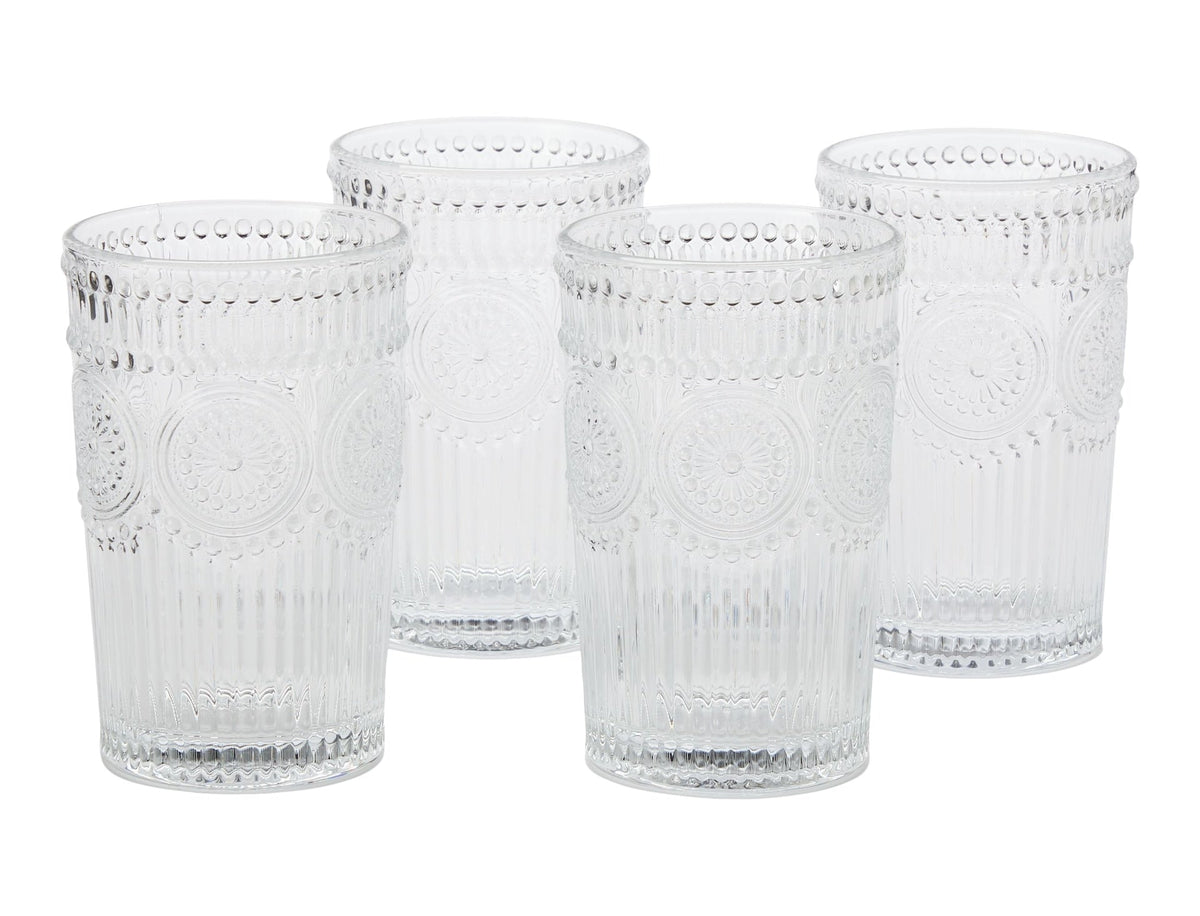 Vintage Embossed Glass Tumbler Set, 4-pk