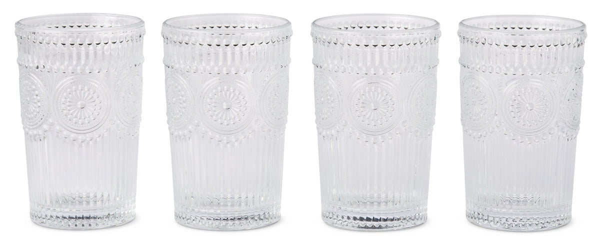 Vintage Embossed Glass Tumbler Set, 4-pk
