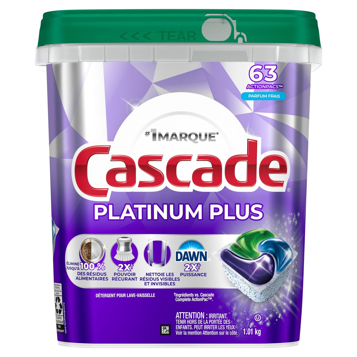 ActionPacs Platinum Plus Fresh Dishwasher Pods, 63-ct