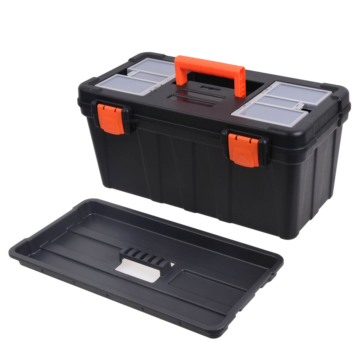 Portable Plastic Tool Box with Removable Tray, 17-in
