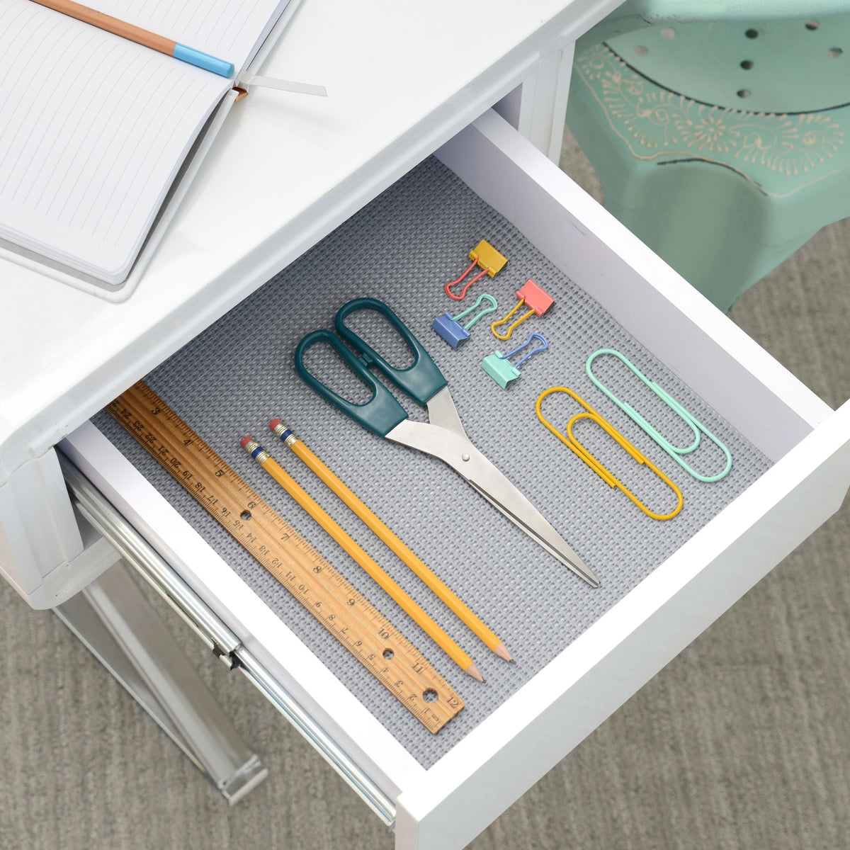 Grip Excel Non-Adhesive Cushioned Shelf/Drawer Liner, Grey, 12-in x 10-ft