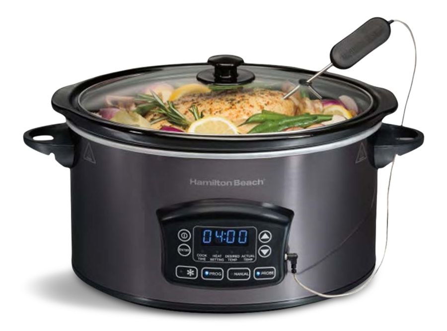 Programmable Defrost Slow Cooker, Black, 6-qt