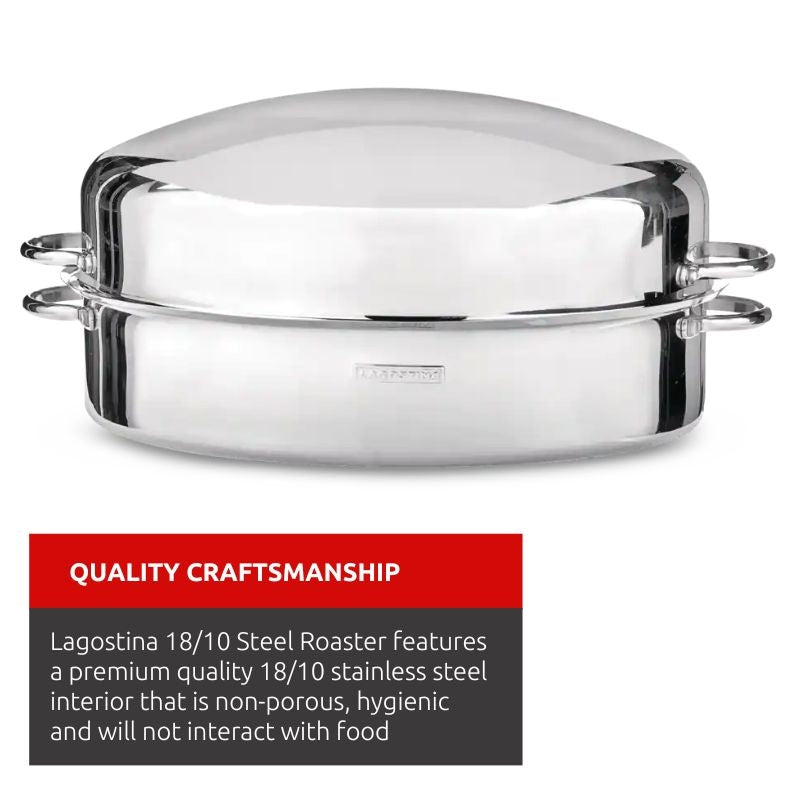 18/10 Stainless Steel Roaster with Removable Rack, 43 x 33cm