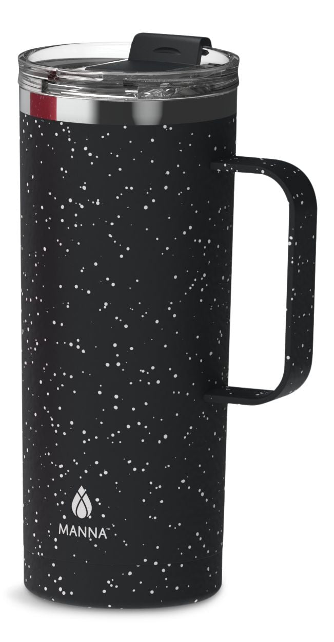 Tahoe Insulated Stainless Steel Mug with Leakproof Lid, Speckled Black, 591-mL