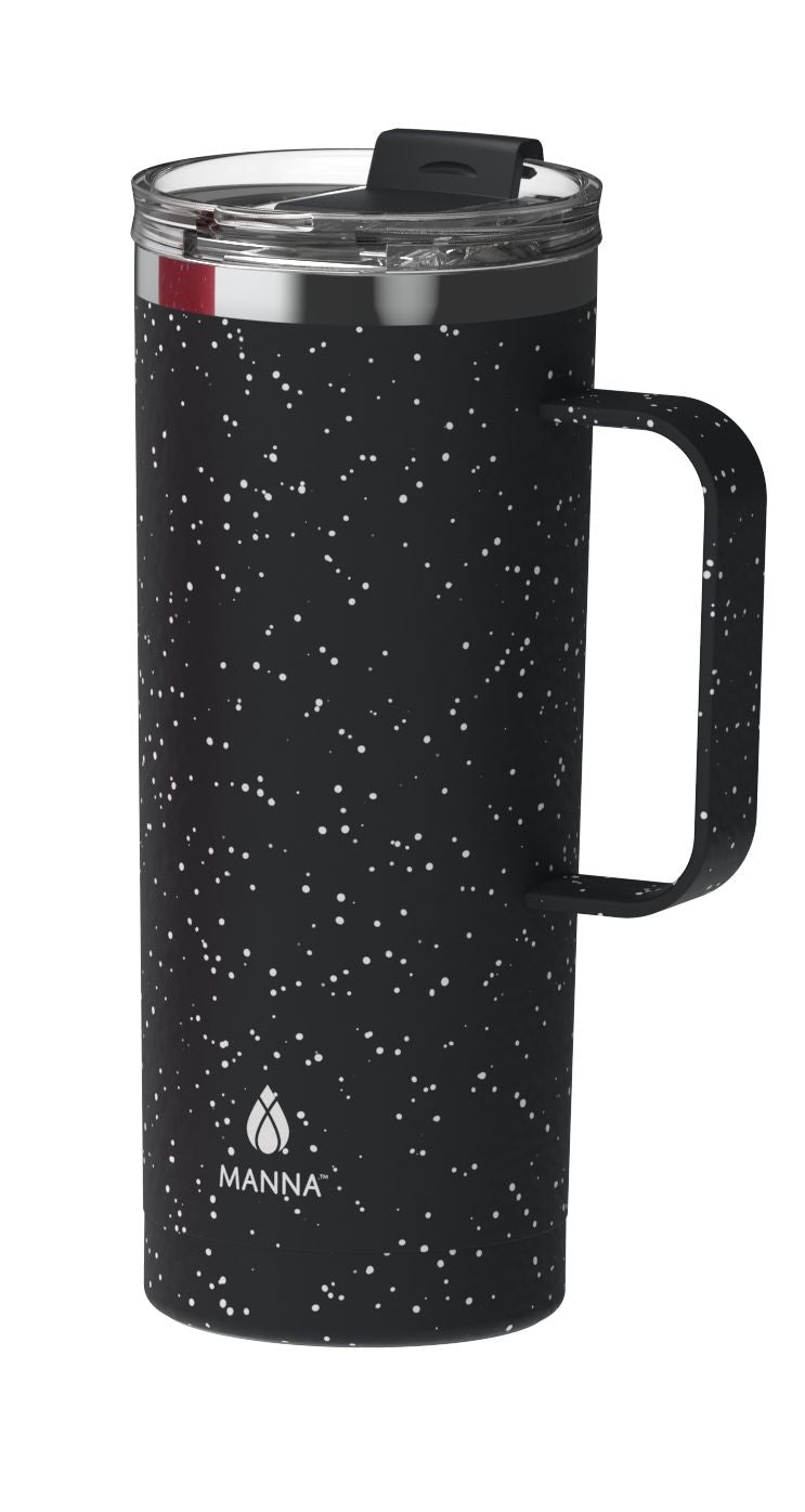 Tahoe Insulated Stainless Steel Mug with Leakproof Lid, Speckled Black, 591-mL