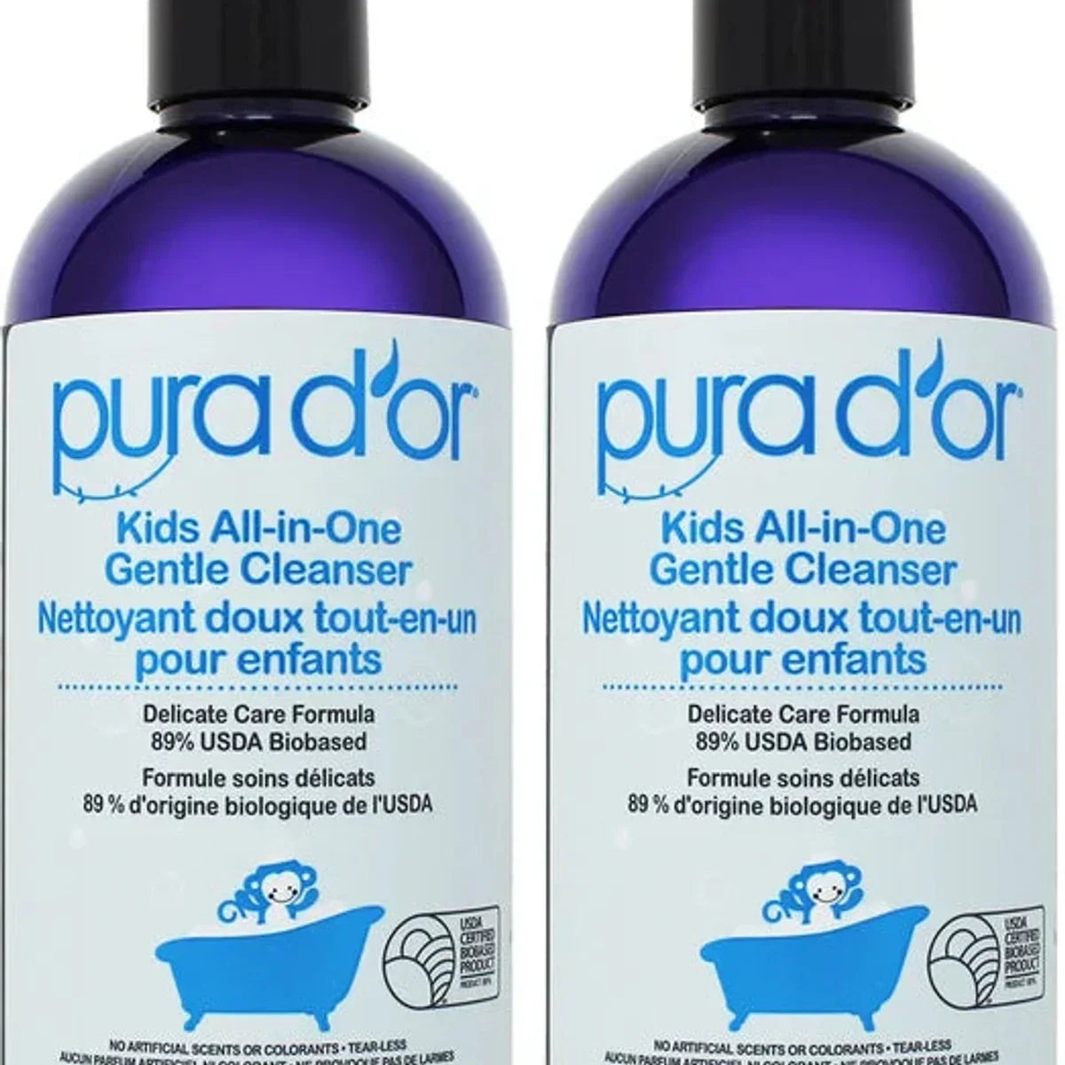 Pura D'or Kids All-in-One Gentle Cleanser, 2 x 473 mL