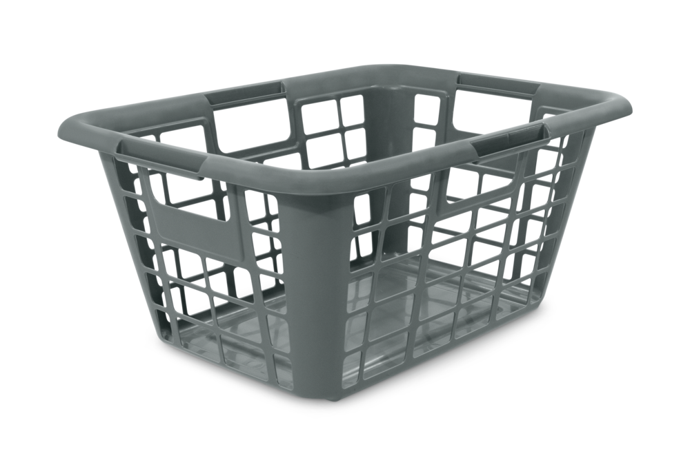 Laundry Basket, 23.25 x 17 x 11-in, Grey