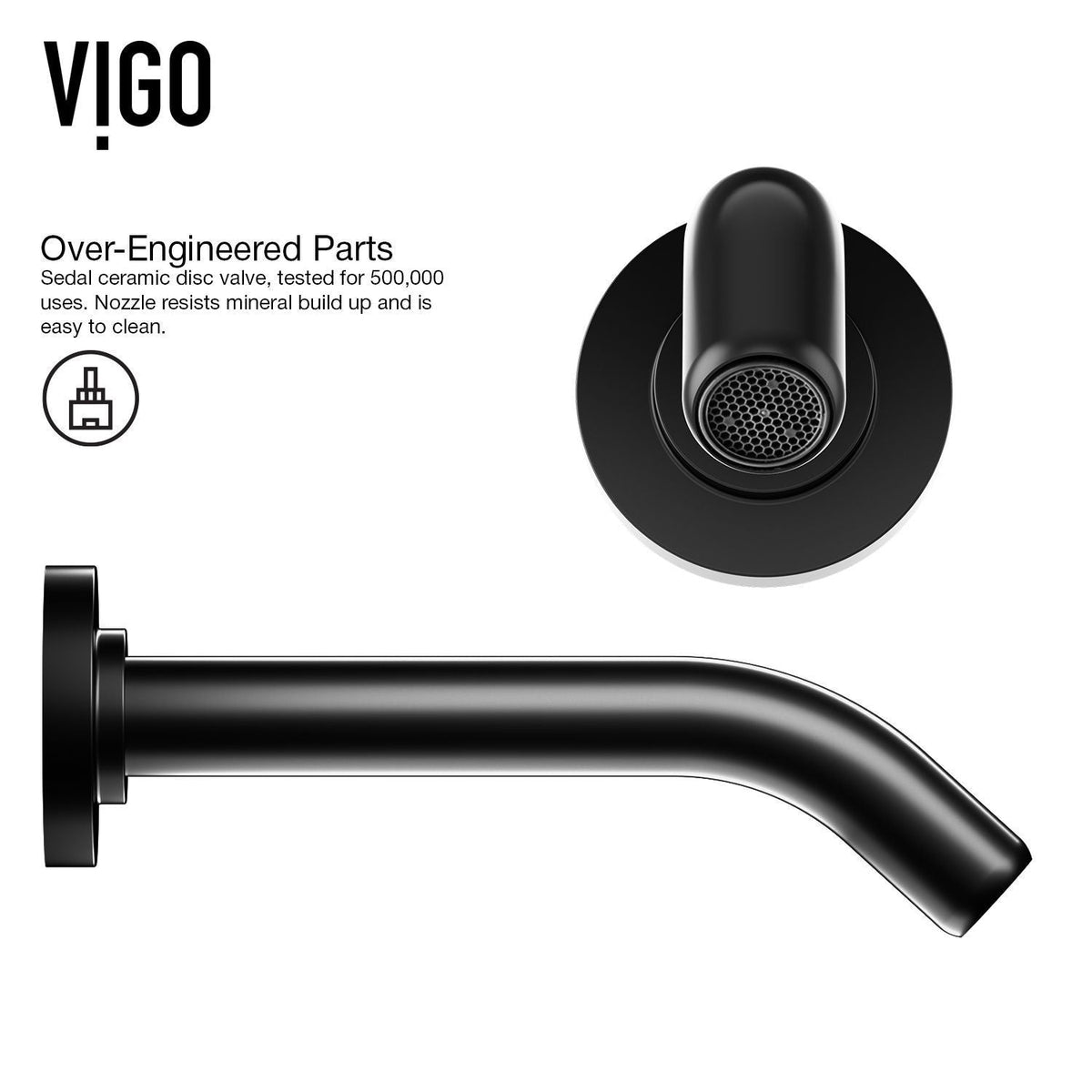 Olus Single Handle Wall Mount Bathroom Sink Faucet, WaterSense Certified, Matte Black