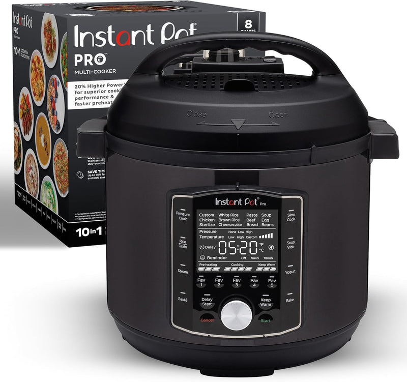 10-in-1 Pressure Cooker, Slow Cooker, Rice/Grain Cooker, Steamer, Sauté, Sous Vide, Yogurt Maker, Sterilizer, and Warmer, Includes App With Over 800 Recipes, Black P9722