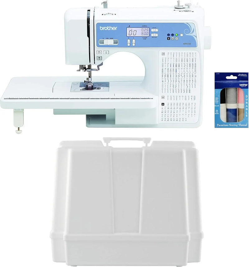 Brother Sewing and Quilting Machine, Computerized, 165 Built-in Stitches, LCD Display, Wide Table, 8 Included Presser Feet, White, 20x12x17 Q7689