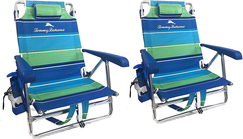 2 Backpack Beach Chairs with Storage Pouch and Towel Bar P9554