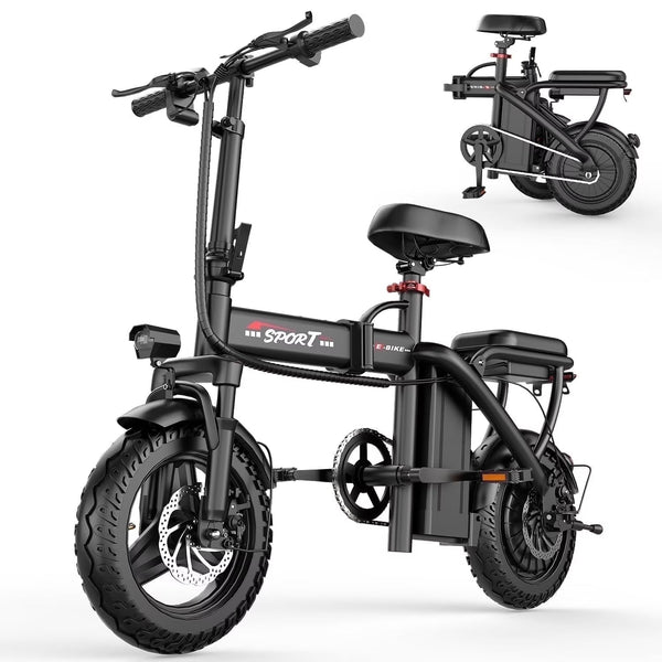 14 in Electric Bike with Dual Front Suspension 500W Folding Ebike, Up to 25Miles 20MPH, 48V Removable Lithium-Battery, 14 in Foldable Commuting... E364