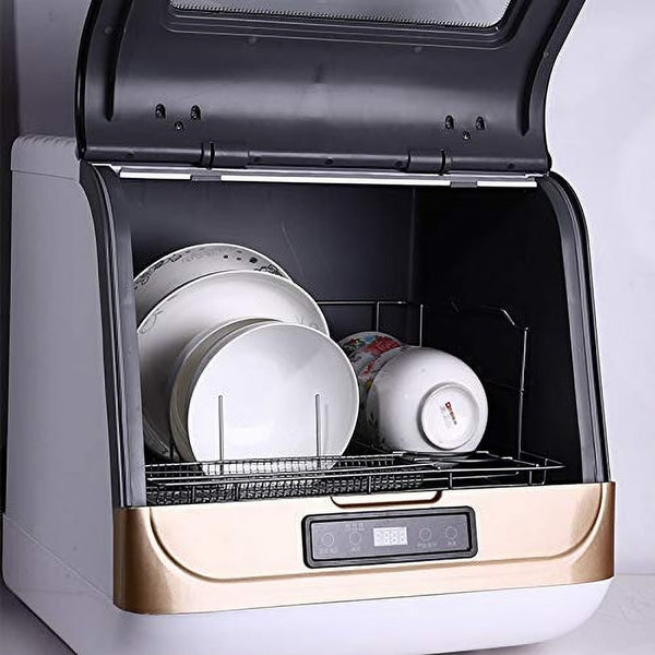 Countertop Dishwasher Kitchen Mini Portable Dish Bowl Washer Tabletop Automatic Dishwasher Deep Cleaning for Home, Apartment, RV (White Black) W3572