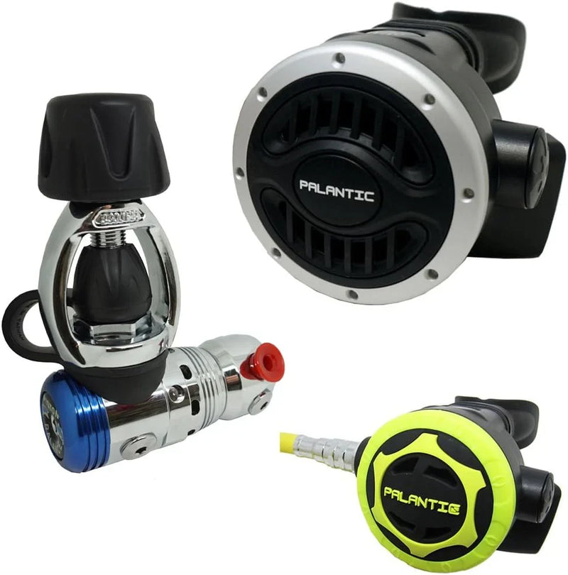 Yoke Regulator & Octopus Combo for Scuba Diving | High-Performance Over-Balanced Regulator, Silicone Mouthpiece, 27" Hose, Large Purge Button, 36" Yellow Octopus Hose E8009