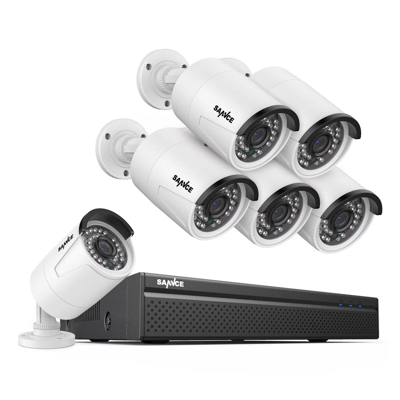 SANNCE 8CH 5MP Poe Home Security Camera System,2MP 8CH Poe NVR, 6pcs 1080P Outdoor Poe Cameras,No Hard Drive V8453