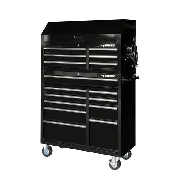 41 in. 16-Drawer Tool Chest and Cabinet Combo in Gloss Black J4389