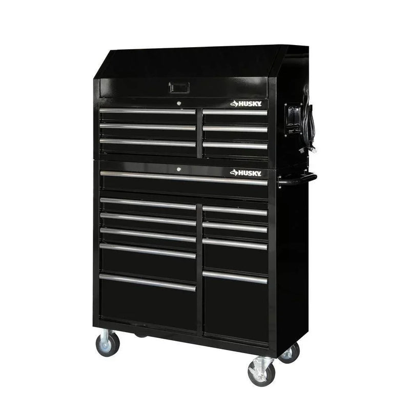 41 in. 16-Drawer Tool Chest and Cabinet Combo in Gloss Black J4389