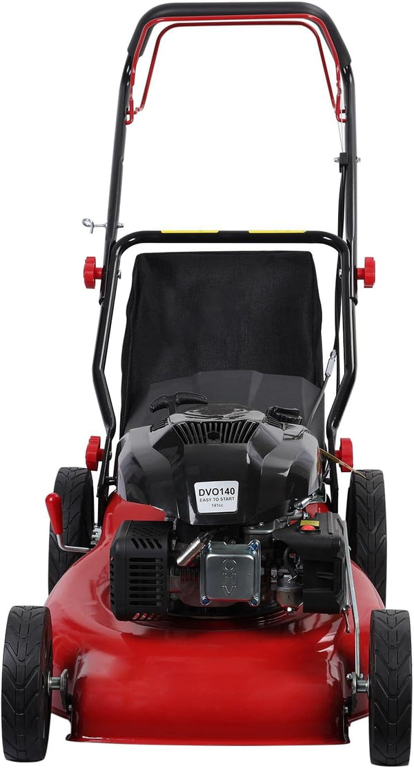 Self-propelled lawn mower, 141cc four-stroke gasoline engine, lawn mower with 20-inch blades, rear-wheel drive, push-type lawn mower, equipped with a 50-liter hay storage tank, rear wheel diameter 10 inches, rotational speed 2850 revolutions H3537