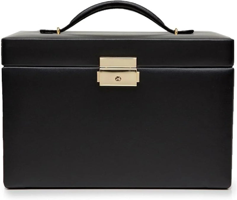 Medium-sized jewelry box, made of tin - 28 compartments, 10 spaces for storing rings, 20 slots for ear piercings 10 compartments for storing necklaces - Includes a handbag V5961