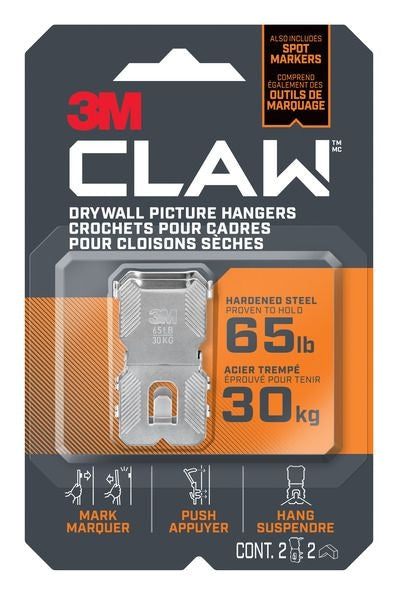 Claw DrywAll Picture Hangers, 65-lb Capacity
