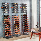 Inclined trapezoidal wine rack - 37 wall-mounted wine storage display shelves - Mango wood and metal combined bar cabinet wine shelves - Modern kitchen and dining room decoration organizing furniture