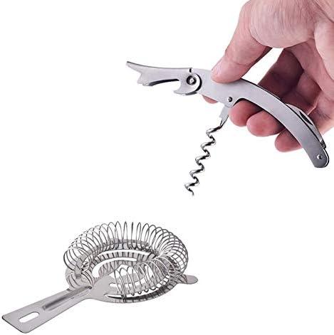 17pc Stainless Steel Cocktail Shaker Set Ice Strainer Clip Mixing Spoon Measure Cup Bar Tools Cocktail Set Can Opener Ice Shovel