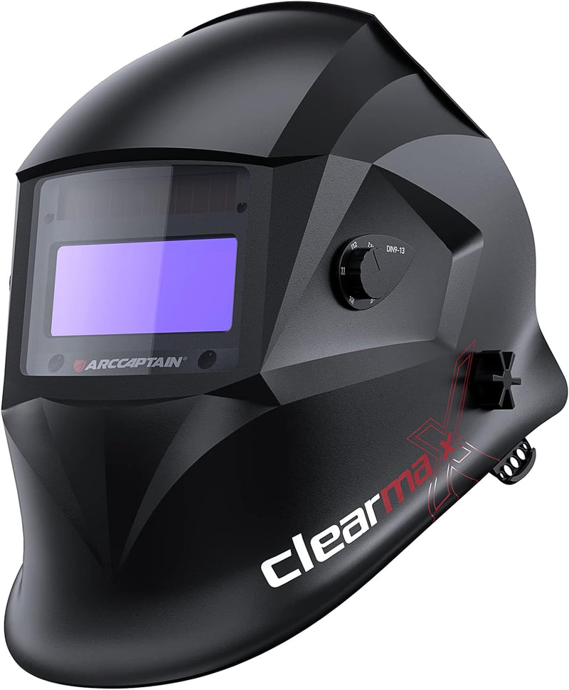 Welding Helmet Auto Darkening, True Color Solar Powered Welding Mask with 4 Arc Sensor, 1/1/1/1 Optical Clarity and Adjustable Shade 4/9-13 Welder Helmet R1014