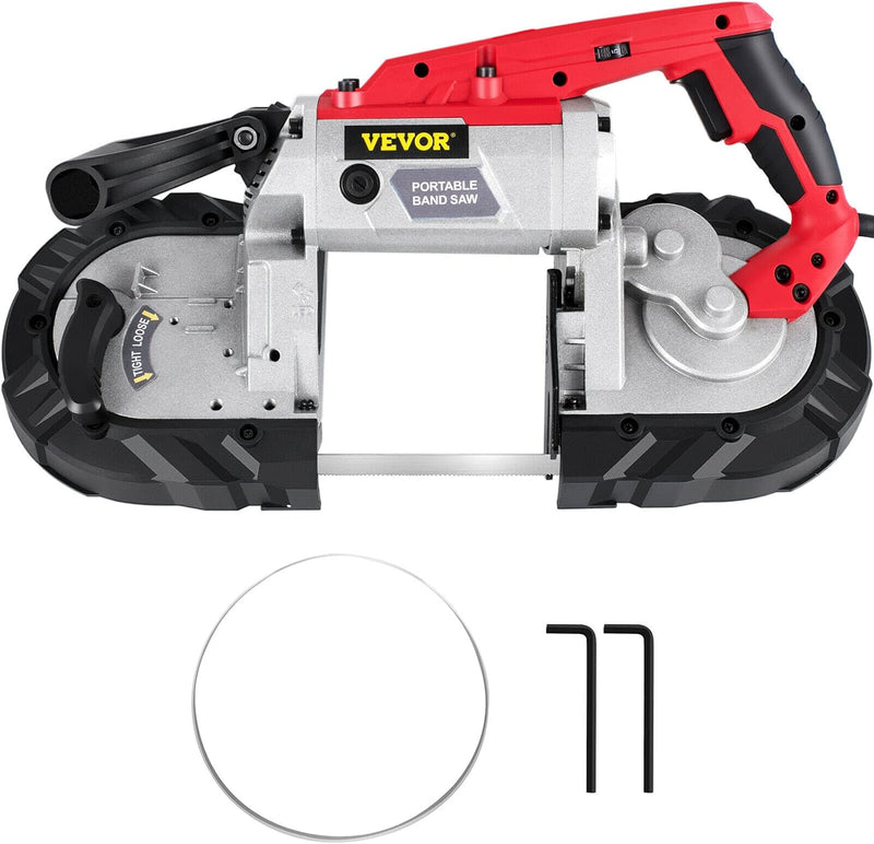 Portable Band Saw, 110V Removable Alloy Steel Base Corded Band Saw, 5 Inch Cutting Capacity Hand held Band Saw,Variable Speed Portable Bandsaw, 10Amp Motor Deep Cut Band saw for Metal Wood R1120