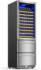 24 Inch Dual Drawer Fridge Under Counter with Wheels, Outdoor Beverage Refrigerator for Patio, Stainless Steel Weather-Proof, Freestanding or Built-In Installation, Ideal for Home and Commercial Use