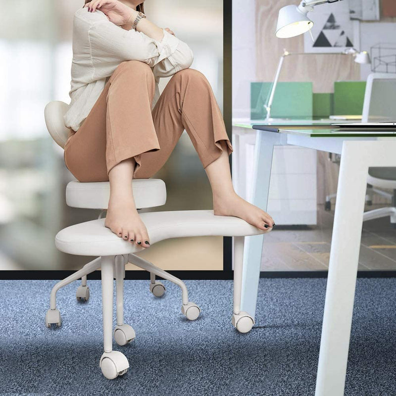 Meditation Chair, Home Office Desk Chair, Cross Legged Chair with Lumbar Support and Adjustable Stool R7746