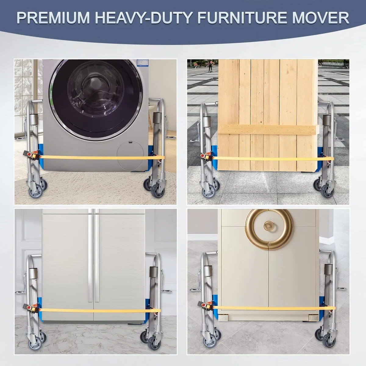 Furniture and crates handling vehicles, mechanical equipment moving carts (with a 1210-pound carrying capacity), used for safe handling of cabinets, furniture and crates