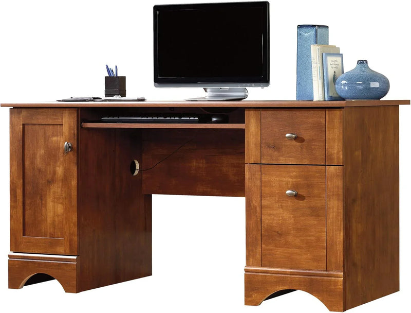 Multifunctional office computer desk, length: 59.45 inches x width: 23.47 inches x height: 29.02 inches, finished with polished maple wood material L9098