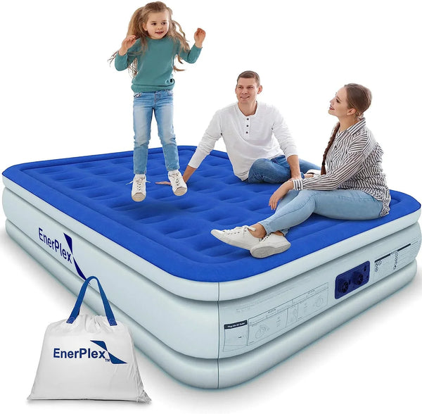 EnerPlex Queen Air Mattress with Built-in Pump - 16 Inch Double Height Inflatable Mattress for Camping J5021