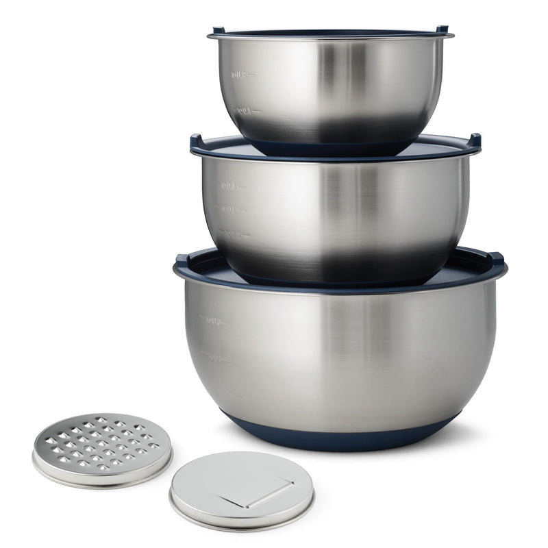 8-Piece Stainless Steel Mixing Bowl and Grater Set with Lids X3093