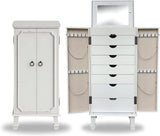 Hives and Honey Cabby Standing Jewelry Armoire – Fully Locking Wood Jewelry Storage with Mirror, 7 Drawers, Necklace Hooks, and Anti-Tarnish Lining — Turquoise
