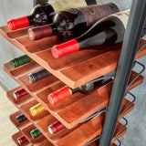 Inclined trapezoidal wine rack - 37 wall-mounted wine storage display shelves - Mango wood and metal combined bar cabinet wine shelves - Modern kitchen and dining room decoration organizing furniture