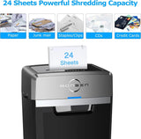 Heavy Duty Paper Shredder, 24-Sheet Cross-Cut Shredder, 40-Min Continuous Running Time, Commercial Grade Shredder for Office, 9-Gallon Big Basket, 55dB Super Quiet, P-4 High Security (S3105)