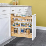 5-inch pull-out storage rack, suitable for bottom cabinets in kitchens/bathrooms, with a soft-closing slide rail for a spice rack/food storage rack, made of wood material