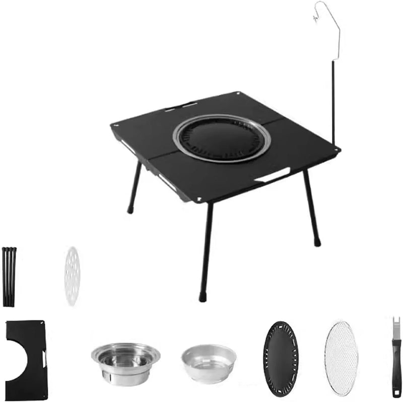 Outdoor Grill Table Foldable, Easy to Carry Can Hang Items Multi-Purpose, Aluminum Alloy, Portable Camping Table Foldable, for Picnic, BBQ, Making Tea K6138